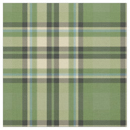 Vintage Olive Green Plaid Fabric