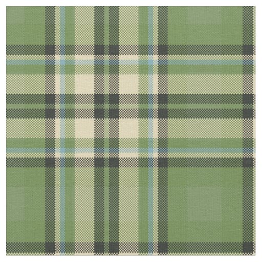 Vintage Olive Green Plaid Fabric
