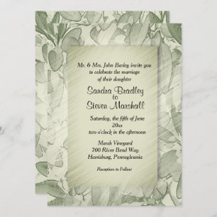 Vintage Olive Leaves Wedding Invitation