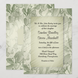 Vintage Olive Leaves Wedding Invitation