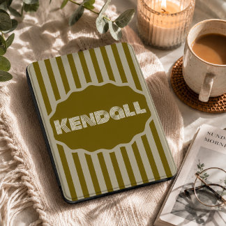 Vintage Olive Stripes Kindle Cover