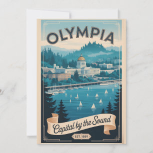 Vintage Olympia Washington Retro Travel Holiday Card