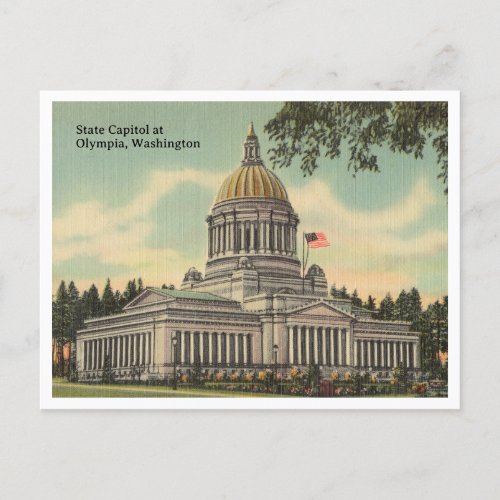 Vintage Olympia Washington State Capitol Building Postcard
