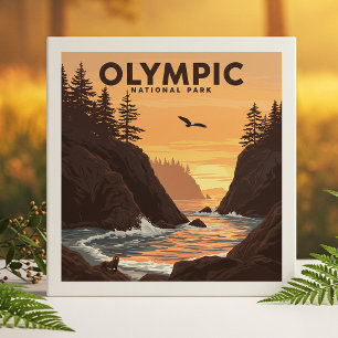 Vintage Olympic National Park Ceramic Tile