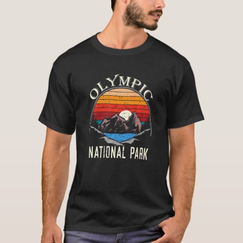 Vintage Olympic National Park Mountain Camping Sou T_Shirt