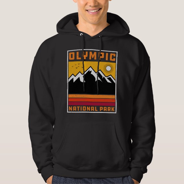 Vintage Olympic National Park Washington Souvenir Hoodie (Front)