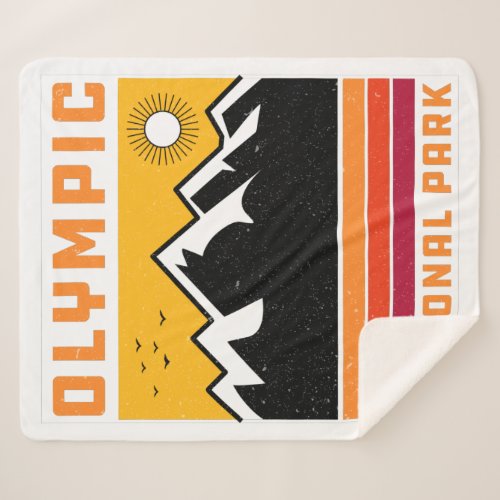 Vintage Olympic National Park Washington Souvenir Sherpa Blanket