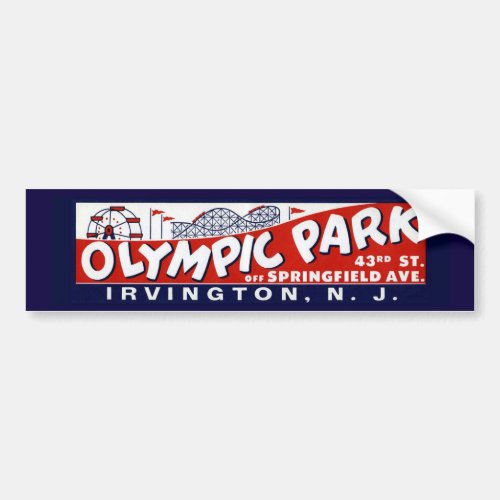Vintage Olympic Park Bumper Sticker New Jersey Bumper Sticker