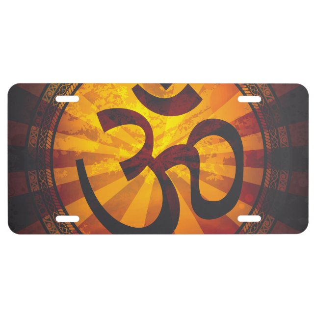 Vintage Om Symbol License Plate (Front)