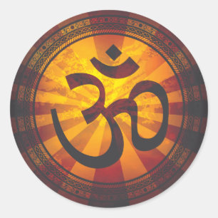 Vintage Om Symbol Print Classic Round Sticker