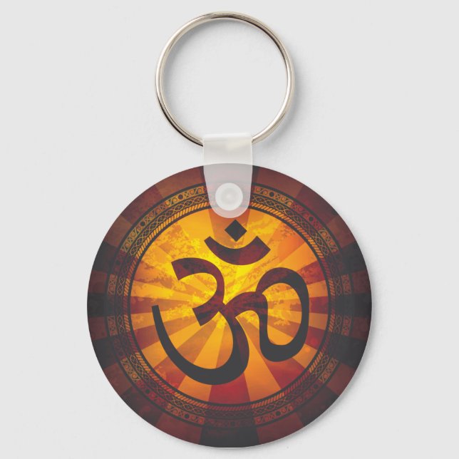 Vintage Om Symbol Print Keychain (Front)