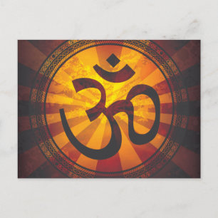 Vintage Om Symbol Print Postcard