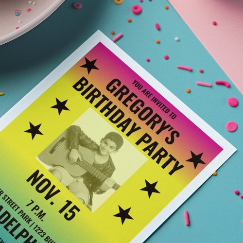 Vintage Ombre Concert Poster with Photo Custom Invitation