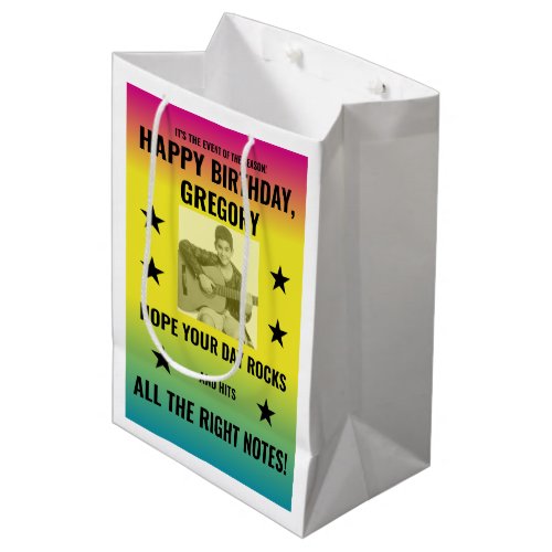 Vintage Ombre Concert Poster with Photo Custom Medium Gift Bag