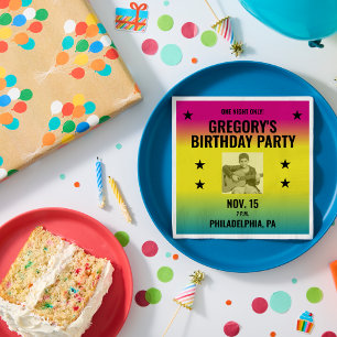 Vintage Ombre Concert Poster with Photo Custom Napkins