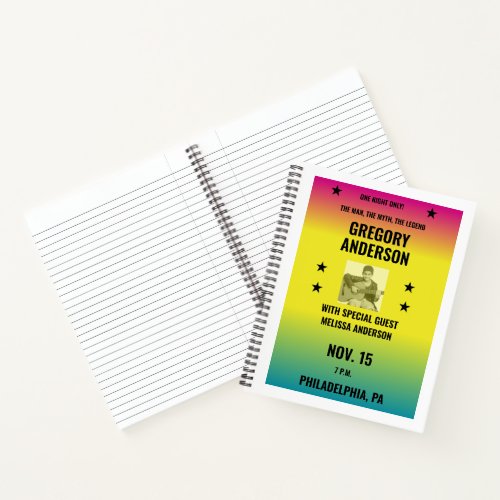 Vintage Ombre Concert Poster with Photo Custom Notebook