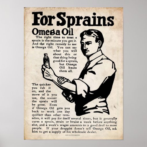 Vintage Omega Oil Pain Rub Print Zazzle