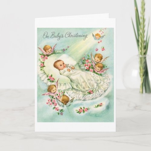 Vintage _ On Babys Christening Card