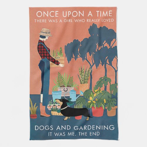 Vintage Once Upon A Time Dachshund And Cycling Ver Kitchen Towel