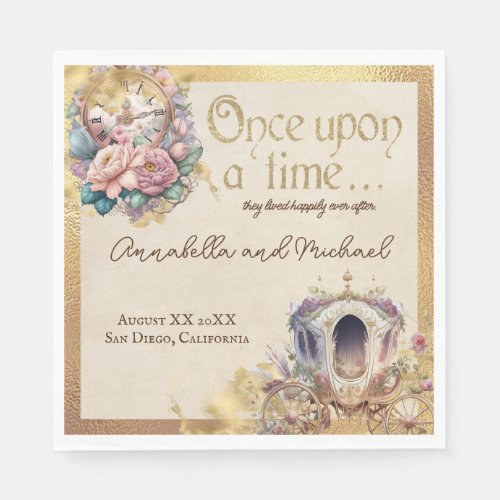 Vintage Once Upon a Time Watercolor Fairytale Napkins