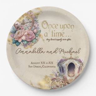 Vintage Once Upon a Time Watercolor Fairytale Paper Plates