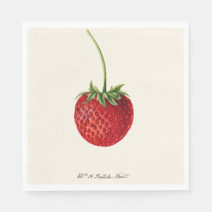 Vintage One Red Strawberry Illustration Napkins