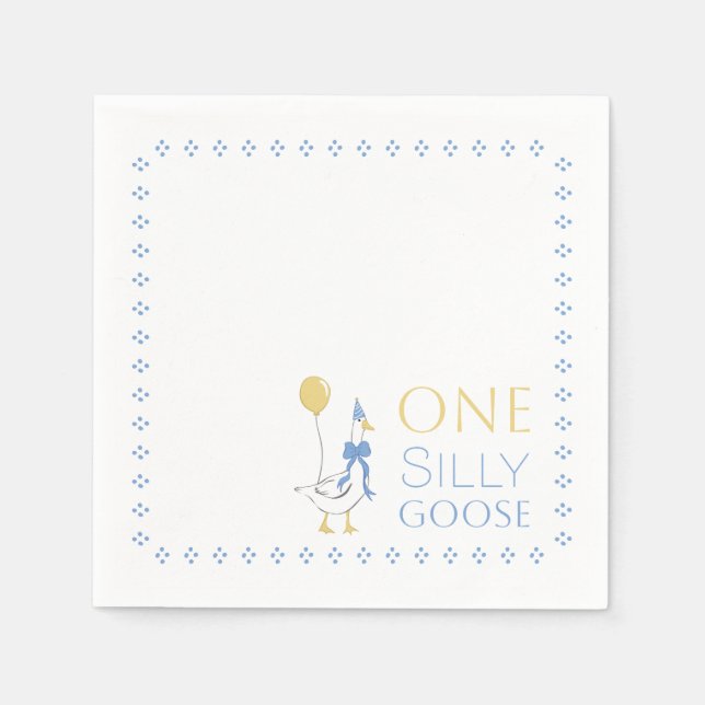 Vintage One Silly Goose Birthday Napkin (Front)