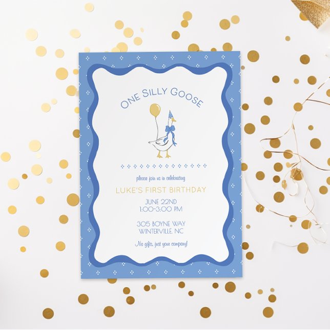 Vintage One Silly Goose First Birthday Invitation (Creator Uploaded)
