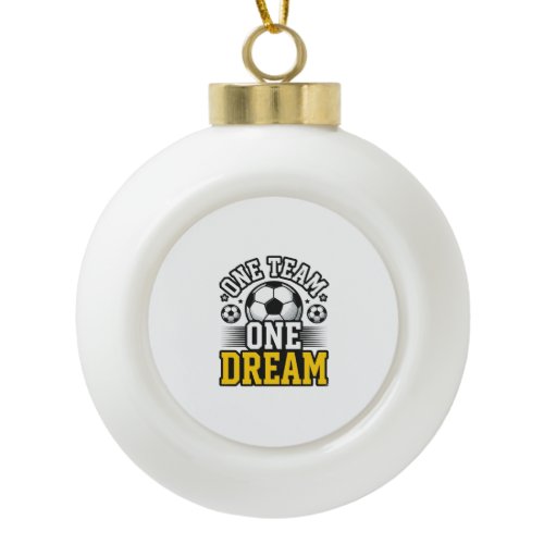 Vintage One Team One Dream Soccer Shirt Design_1 Ceramic Ball Christmas Ornament