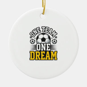 Vintage One Team One Dream Soccer Shirt Design_1 Ceramic Ornament