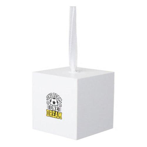 Vintage One Team One Dream Soccer Shirt Design_1 Cube Ornament