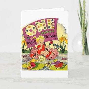 Vintage One Year Old Birthday Card by RetroMagicShop at Zazzle