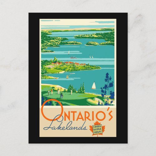 Vintage Ontario Canada Travel Poster Postcard