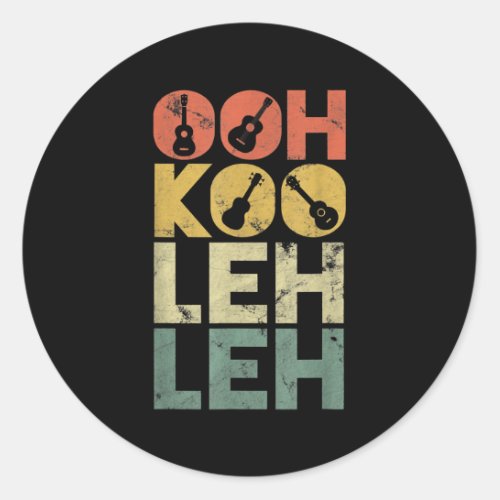 Vintage Ooh Koo Leh Leh Retro Guitar Hawaiian Uke Classic Round Sticker