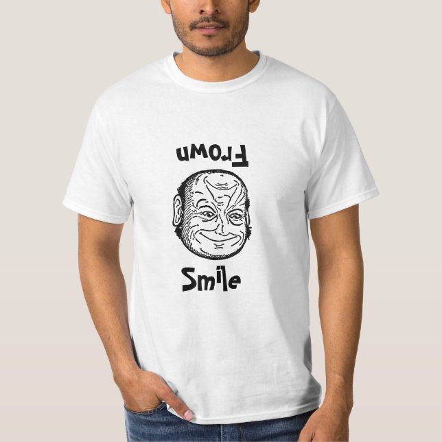 Vintage Op Illusion Smile Frown Turned Upside Tee (Front)