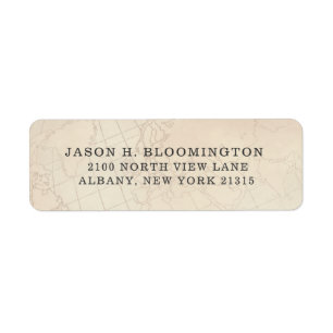 Vintage Opaque Geography Map Return Address Label