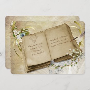 Vintage Open Book Vow Renewal Invite by dryfhout at Zazzle