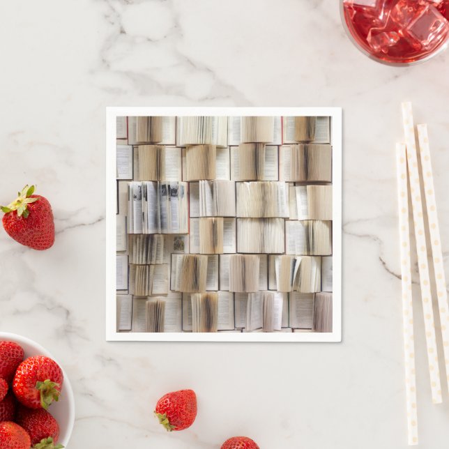 Vintage Open Books Book Pages Napkins (Insitu)