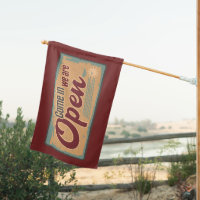 Vintage open business retro cafe garage house flag