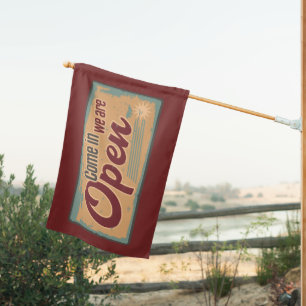 Vintage open business retro cafe garage house flag