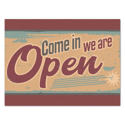 Vintage open business retro cafe garage  tissue paper