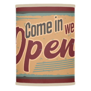 Vintage open business sign retro cafe garage lamp shade
