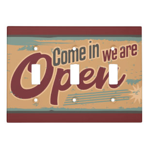 Vintage open business sign retro cafe garage light switch cover