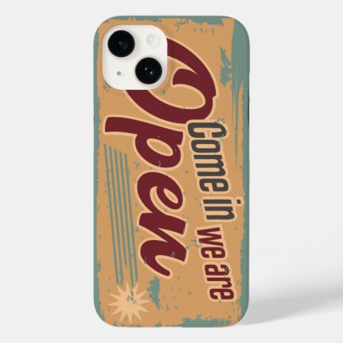 Vintage open business sign retro cafe garage red Case_Mate iPhone 14 case