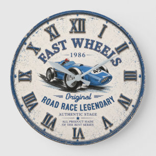 Vintage Open Wheel Race Car Classic Grand Prix  Large Clock