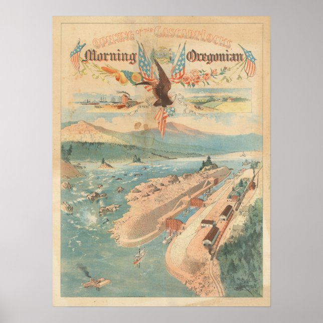 Vintage Opening of CascadeLocks Poster (Front)