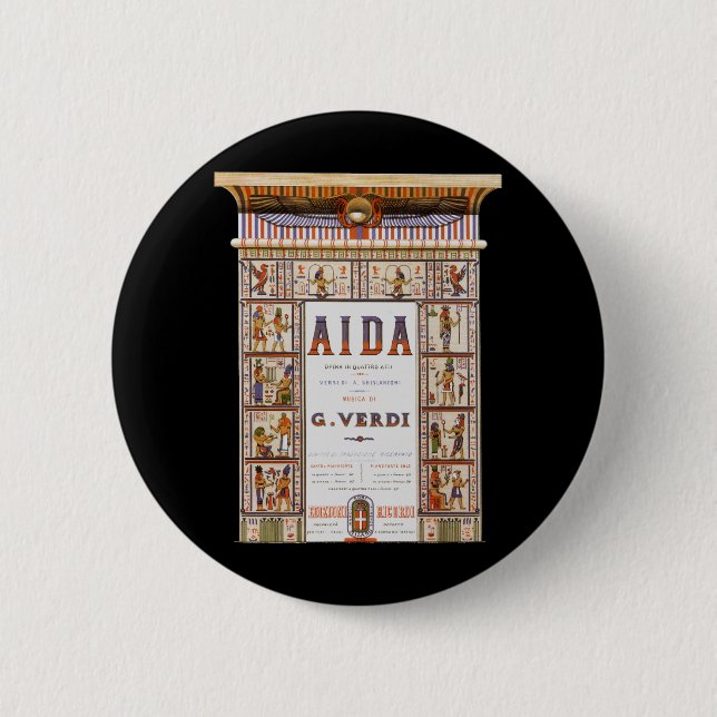 Vintage Opera Music, Egyptian Aida by Verdi Button (Front)