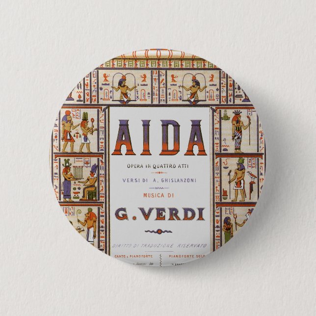 Vintage Opera Music, Egyptian Aida by Verdi Button (Front)