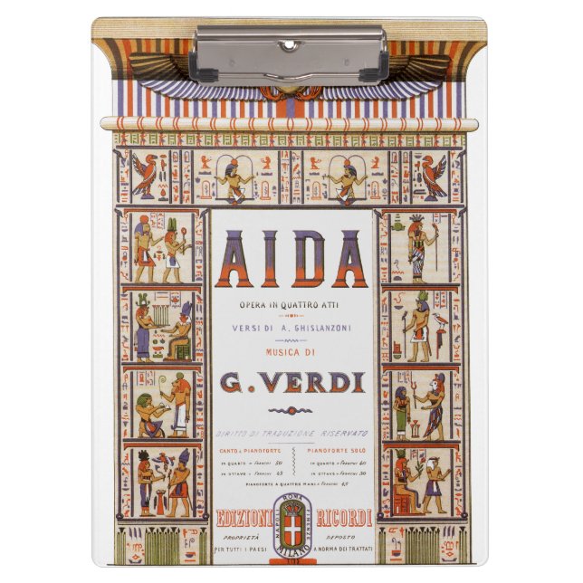Vintage Opera Music, Egyptian Aida by Verdi Clipboard (Front)