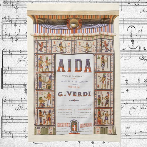 Vintage Opera Music Egyptian Aida by Verdi Kitchen Towel